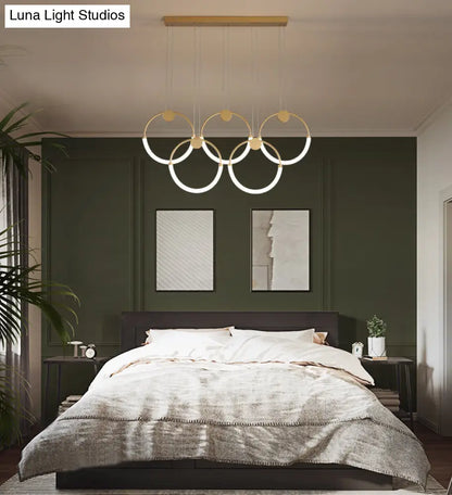 DecorBites™ Gold Minimalistic Ring Pendant LED Ceiling Light for Living Room - Acrylic Island Lighting
