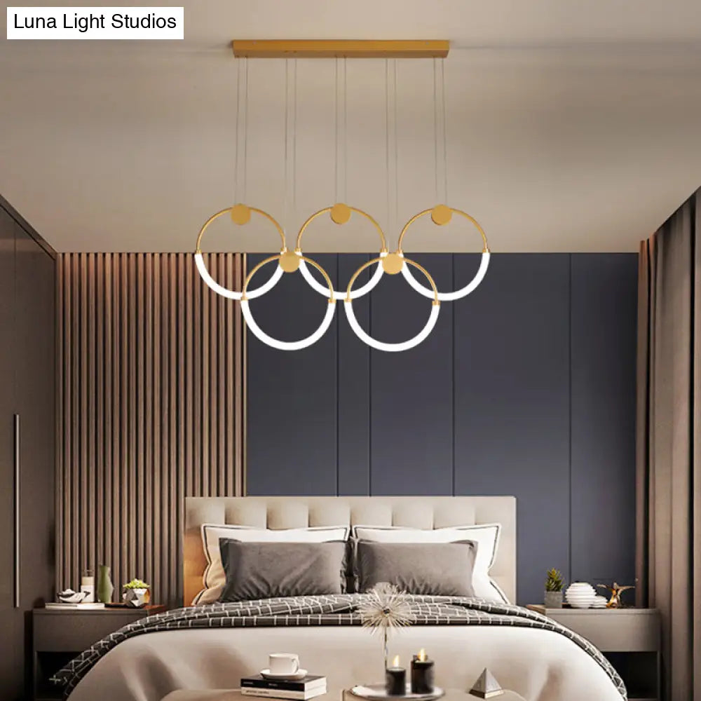 DecorBites™ Gold Minimalistic Ring Pendant LED Ceiling Light for Living Room - Acrylic Island Lighting