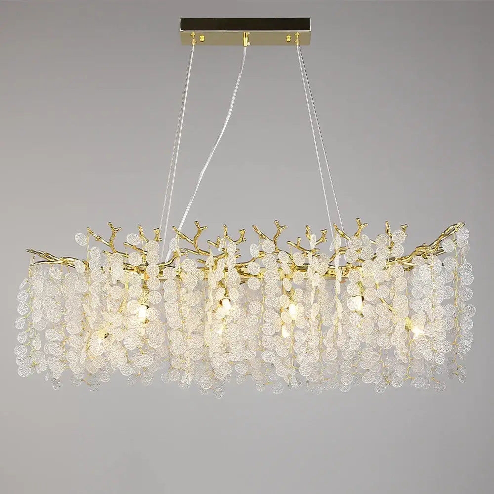 Gold money tree branch crystal chandelier for living room