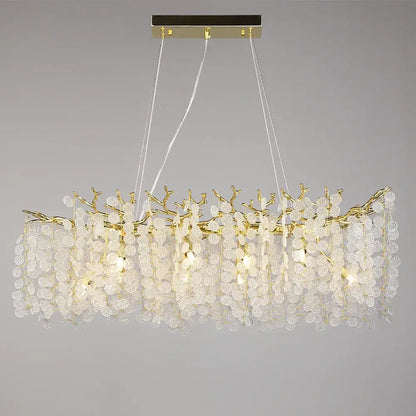 Gold money tree branch crystal chandelier for living room