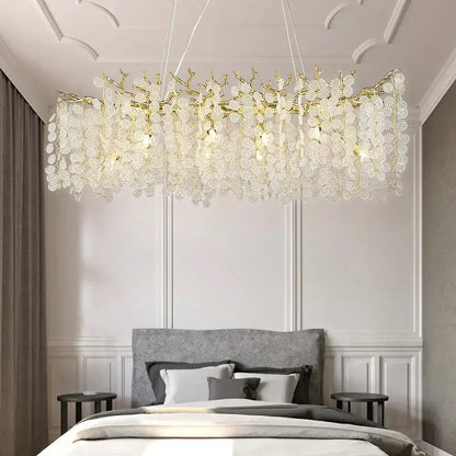 Gold money tree branch crystal chandelier for living room