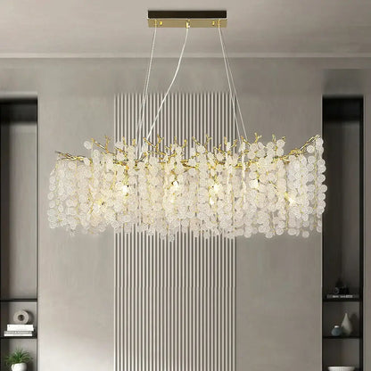 Gold money tree branch crystal chandelier for living room