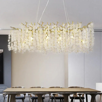 Gold money tree branch crystal chandelier for living room