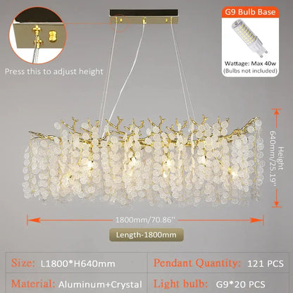Gold money tree branch crystal chandelier for living room