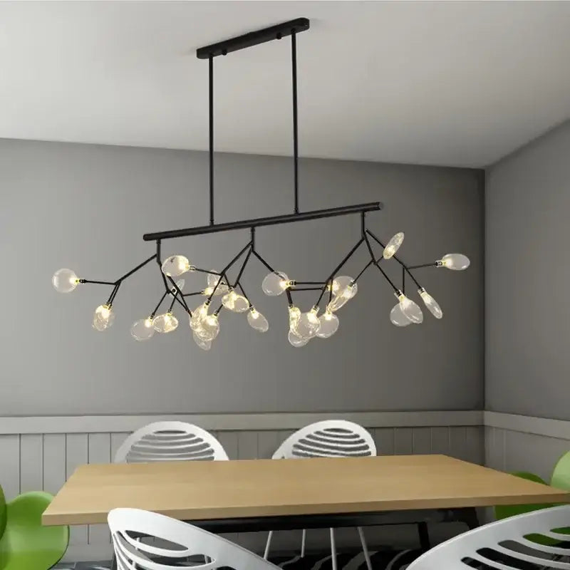 Gold nordic firefly led chandelier dining room glass pendant light