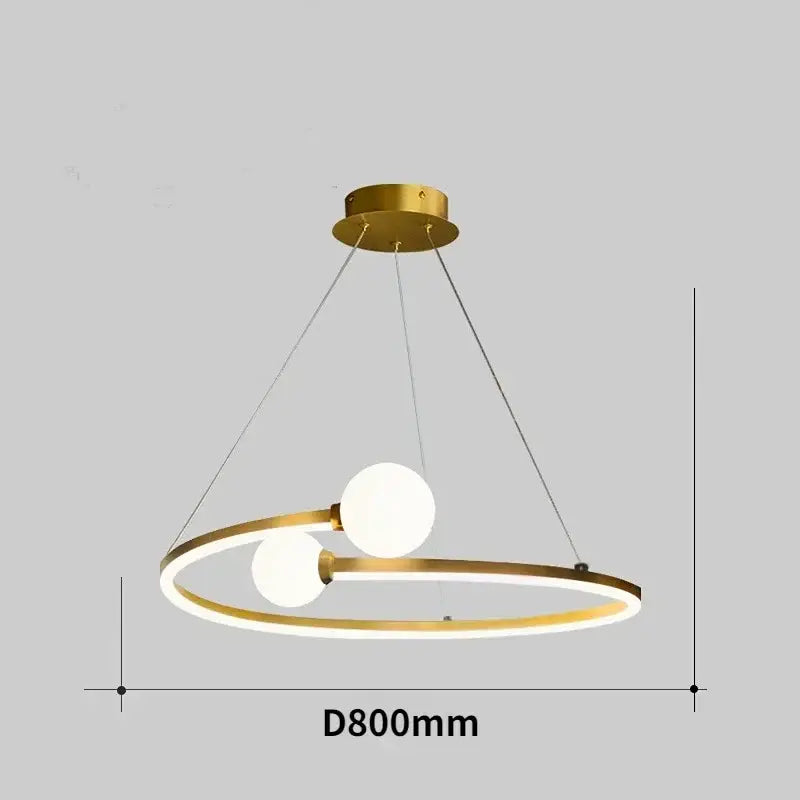 Gold nordic ring led chandelier dining room modern glass pendant