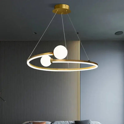 Gold nordic ring led chandelier dining room modern glass pendant