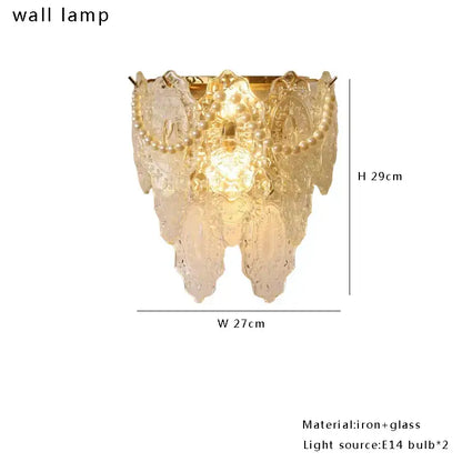 Gold pearl pendant chandelier – living room crystal leaf decor