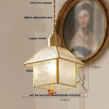 Gold petal glass led pendant lamp kitchen light fixture