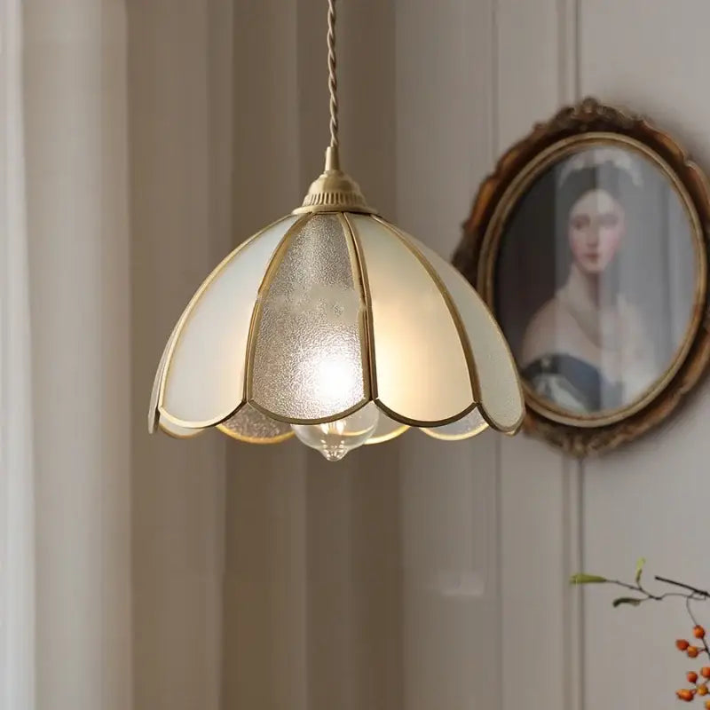 Gold petal glass led pendant lamp kitchen light fixture