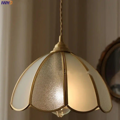 Gold petal glass led pendant lamp kitchen light fixture