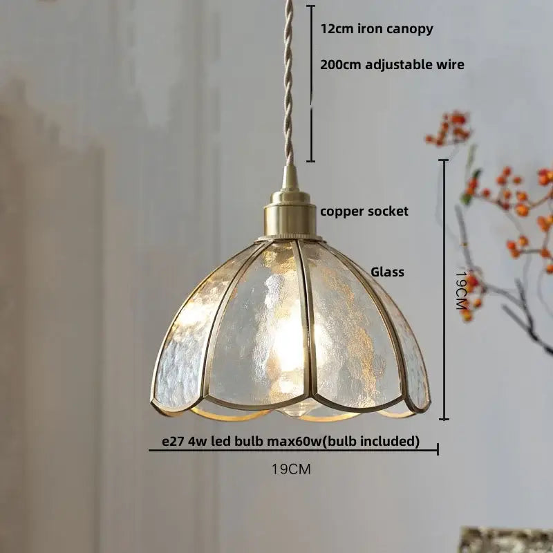 Gold petal glass led pendant lamp kitchen light fixture