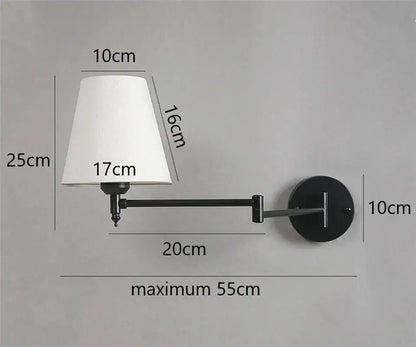 Gold pleated adjustable led wall lamp bedroom reading light