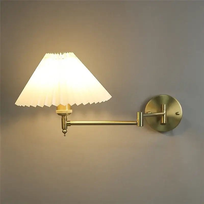 Gold pleated adjustable led wall lamp bedroom reading light