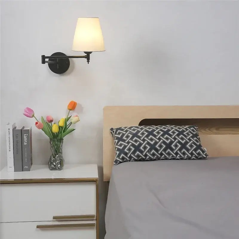 Gold pleated adjustable led wall lamp bedroom reading light