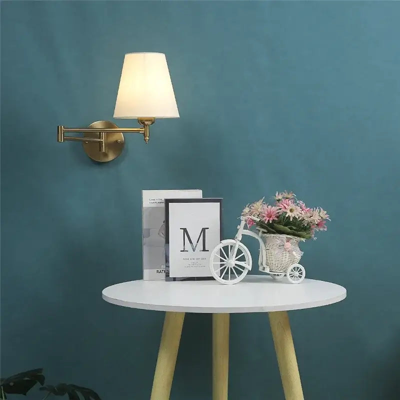 Gold pleated adjustable led wall lamp bedroom reading light