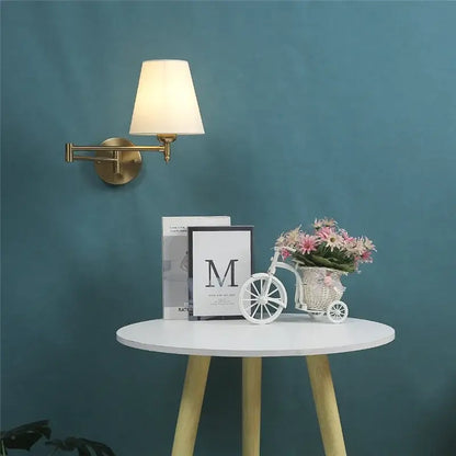 Gold pleated adjustable led wall lamp bedroom reading light