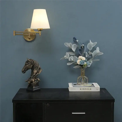 Gold pleated adjustable led wall lamp bedroom reading light