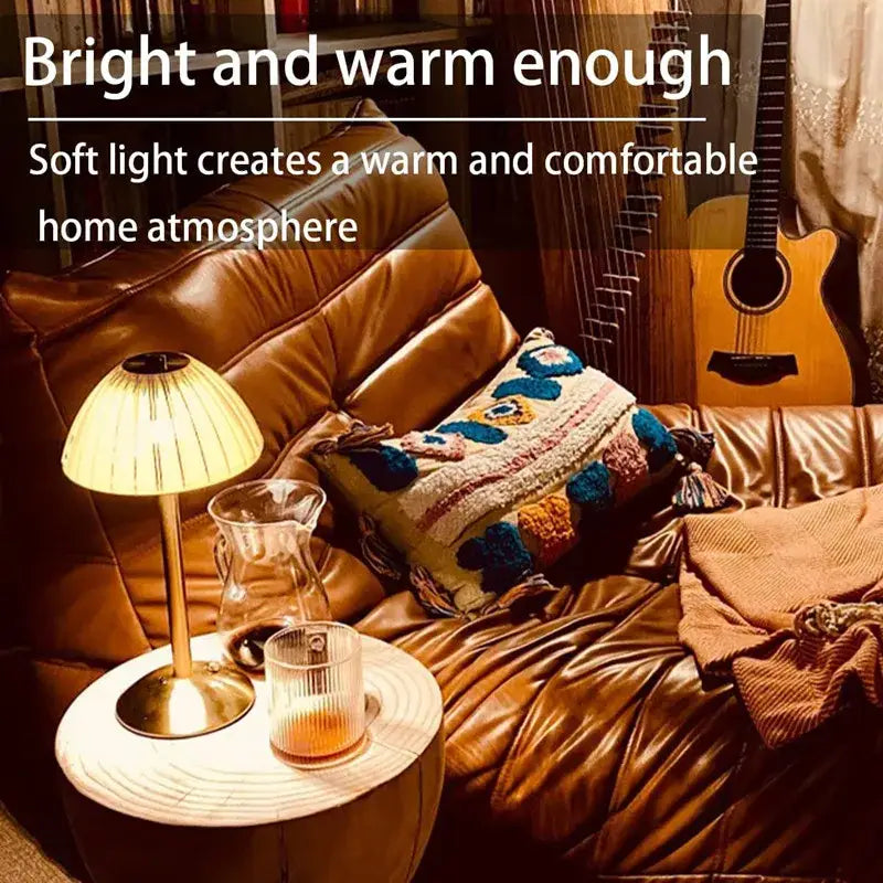 Gold pleated diamond touch sensor led table lamp bedroom light