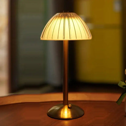 Gold pleated diamond touch sensor led table lamp bedroom light