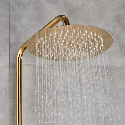 Gold polish rain shower system with handheld spray for bathroom