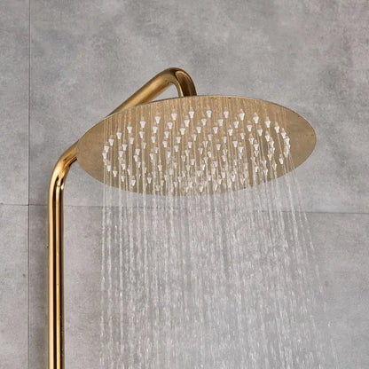Gold rainfall and waterfall shower faucet set bathroom system