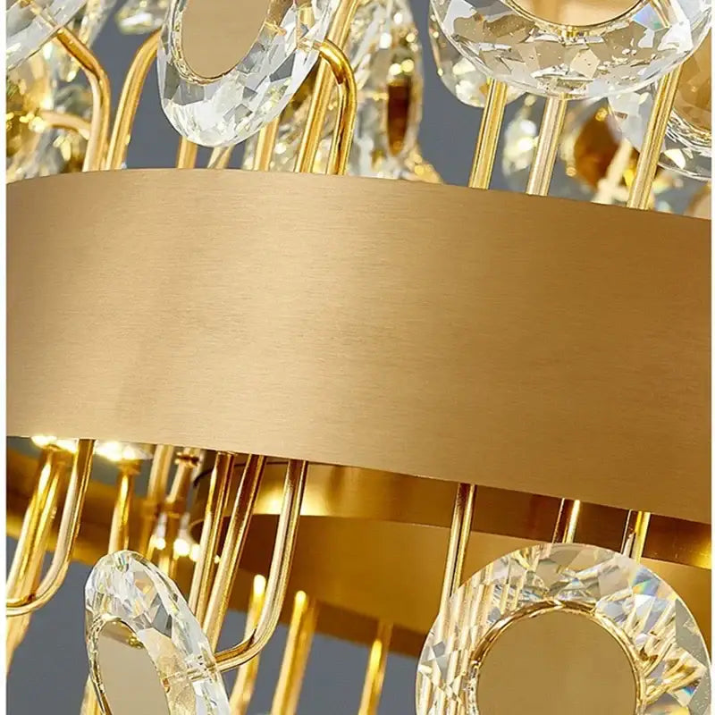 Gold rectangular crystal pendant chandelier for dining room