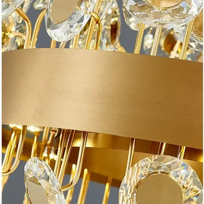 Gold rectangular crystal pendant chandelier for dining room