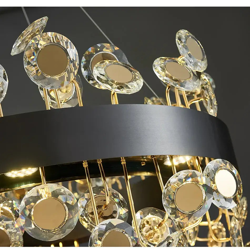 Gold rectangular crystal pendant chandelier for dining room