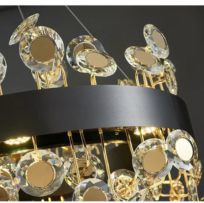 Gold rectangular crystal pendant chandelier for dining room