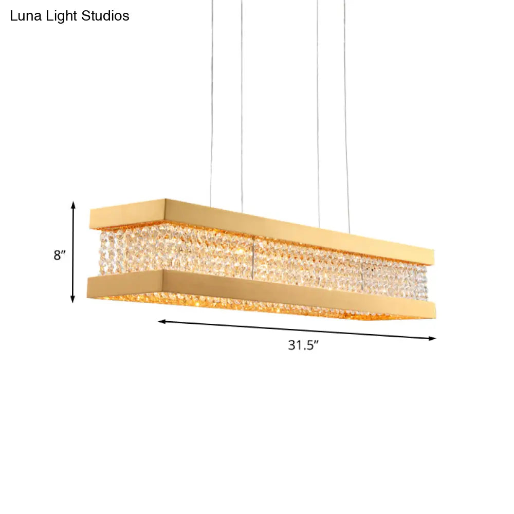 DecorBites™ Gold Rectangular Frame Crystal Pendant Light - Contemporary 6-Bulb Island Hanging Lamp