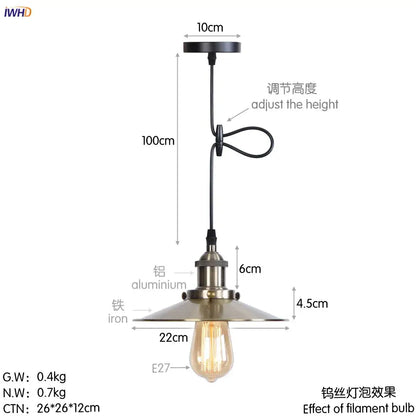 Gold retro edison fluted petal pendant lights for dining room