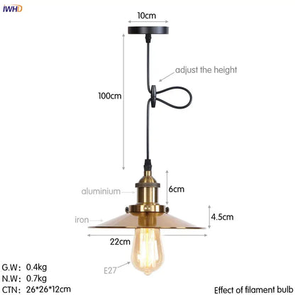 Gold retro edison fluted petal pendant lights for dining room
