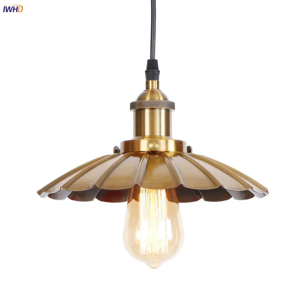 Gold retro edison fluted petal pendant lights for dining room