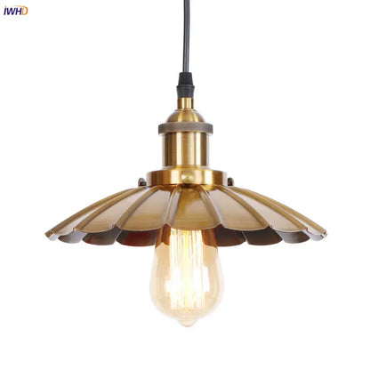 Gold retro edison fluted petal pendant lights for dining room