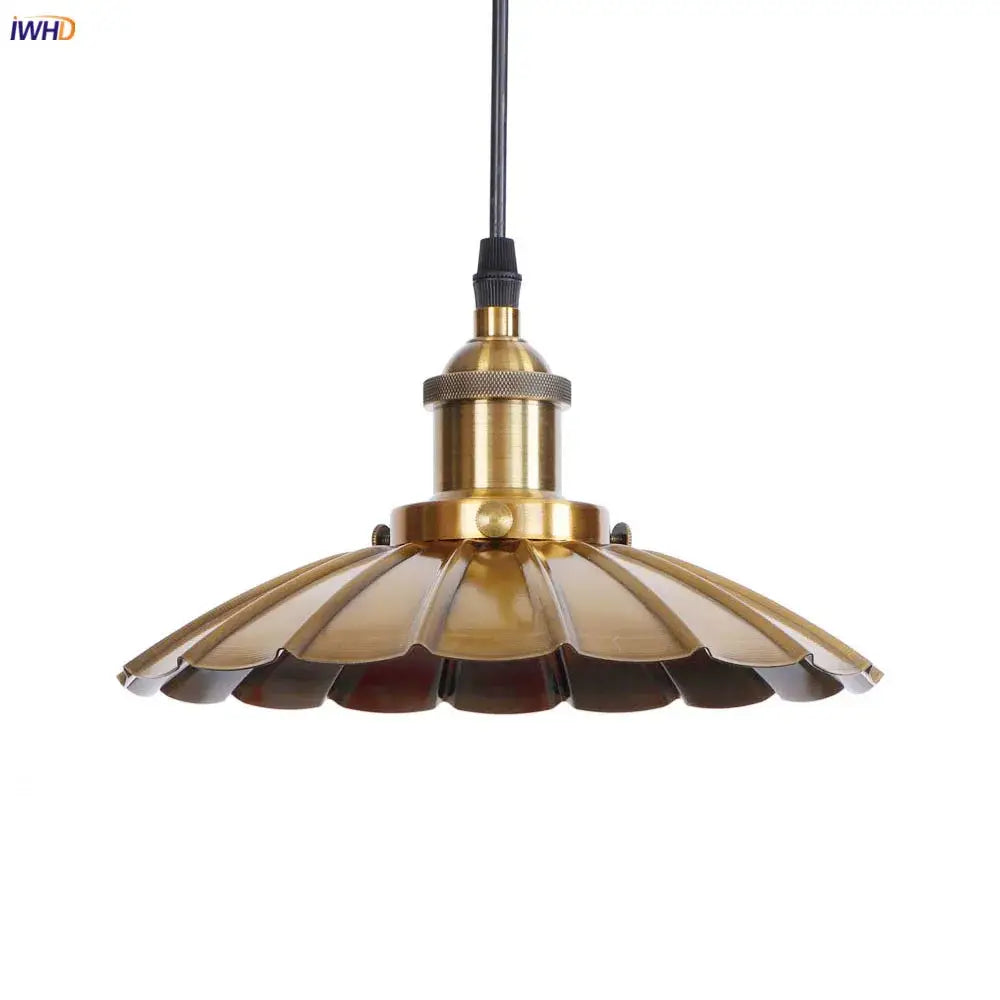 Gold retro edison fluted petal pendant lights for dining room