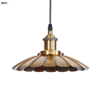 Gold retro edison fluted petal pendant lights for dining room