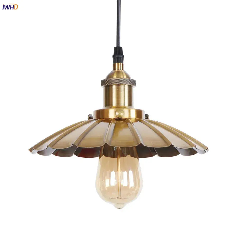 Gold retro edison fluted petal pendant lights for dining room