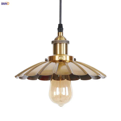 Gold retro edison fluted petal pendant lights for dining room