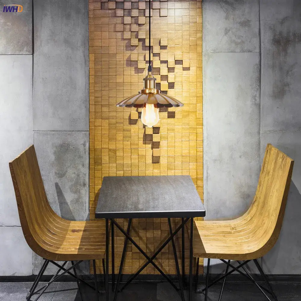 Gold retro edison fluted petal pendant lights for dining room