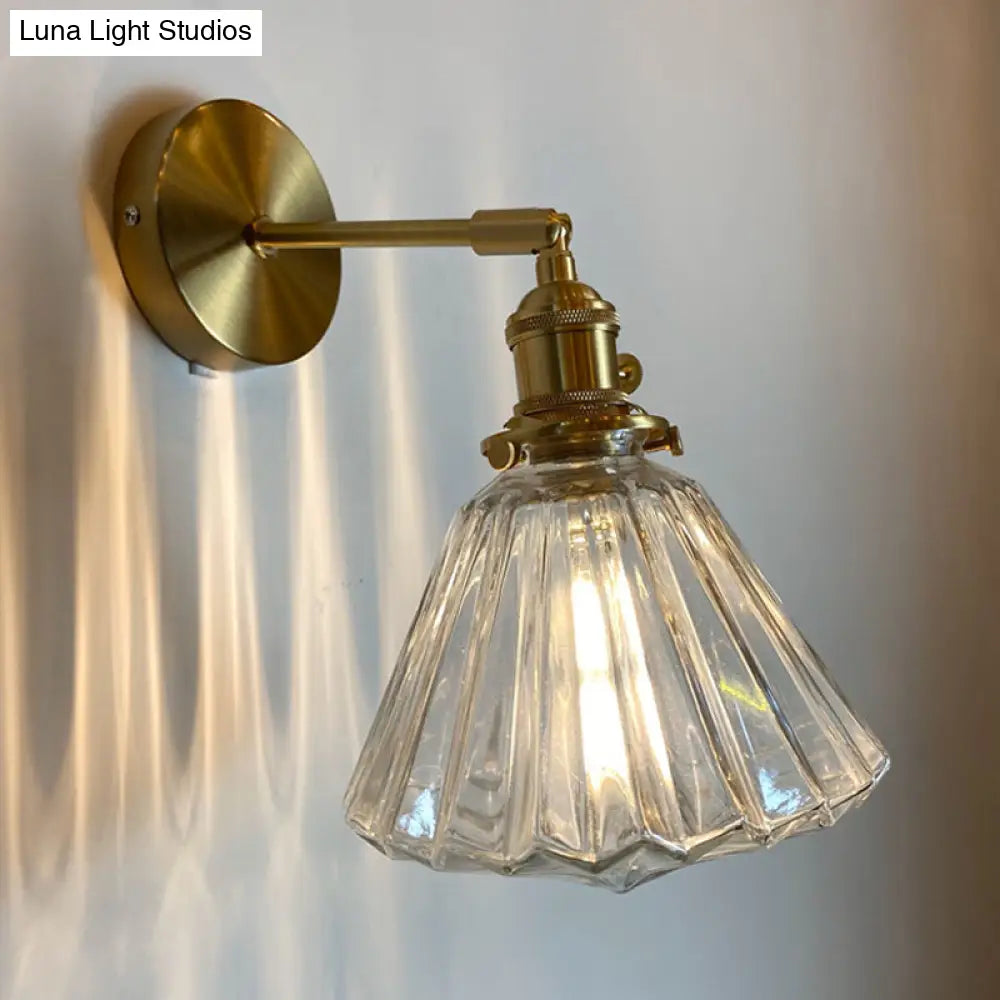 DecorBites™ Gold Rotatable Wall Sconce with Glass Shade - Bedroom Wall Lamp