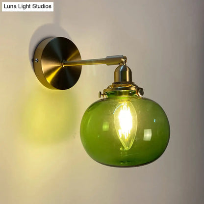DecorBites™ Gold Rotatable Wall Sconce with Glass Shade - Bedroom Wall Lamp