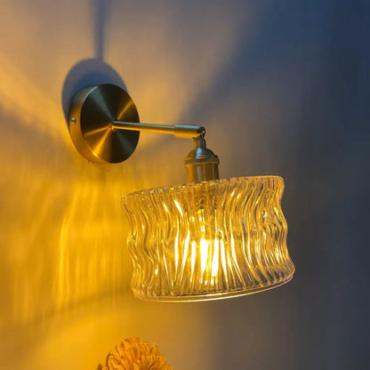 DecorBites™ Gold Rotatable Wall Sconce with Glass Shade - Bedroom Wall Lamp