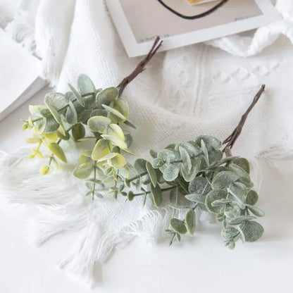 Gold silver and green eucalyptus leaves artificial plants wedding decor