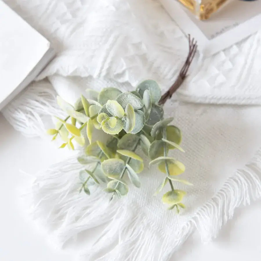 Gold silver and green eucalyptus leaves artificial plants wedding decor