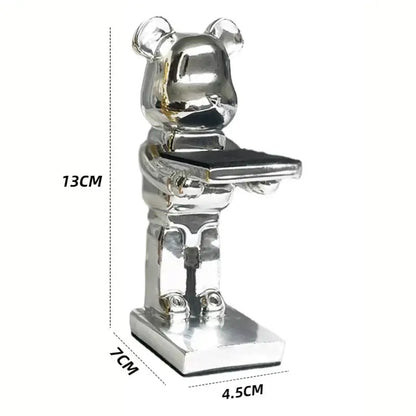 Gold & silver bear statue watch rack bedroom storage stand