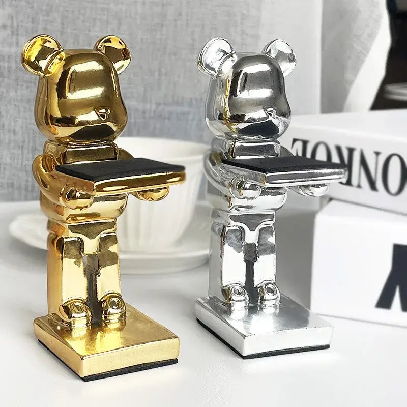 Gold & silver bear statue watch rack bedroom storage stand