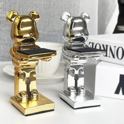 Gold & silver bear statue watch rack bedroom storage stand