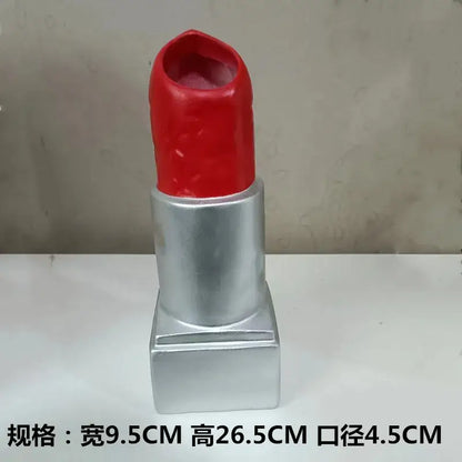 Gold & silver lipstick vase resin bedroom flower ornament