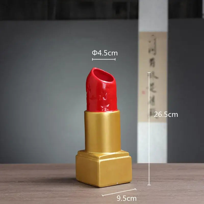 Gold & silver lipstick vase resin bedroom flower ornament